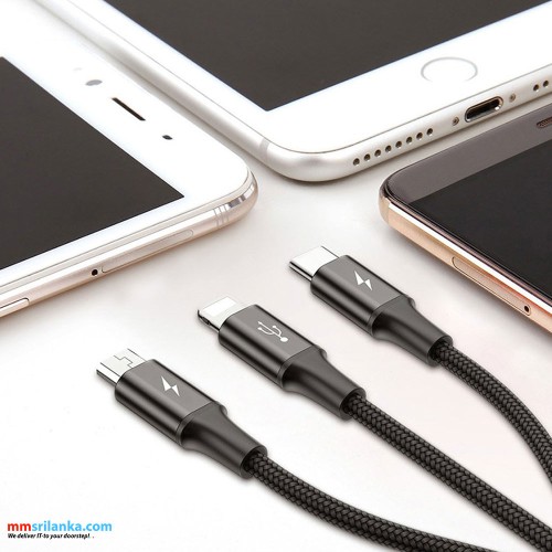 Baseus Rapid Series 3-in-1 Cable Micro+Lightning+Type-C 3A 1.2M